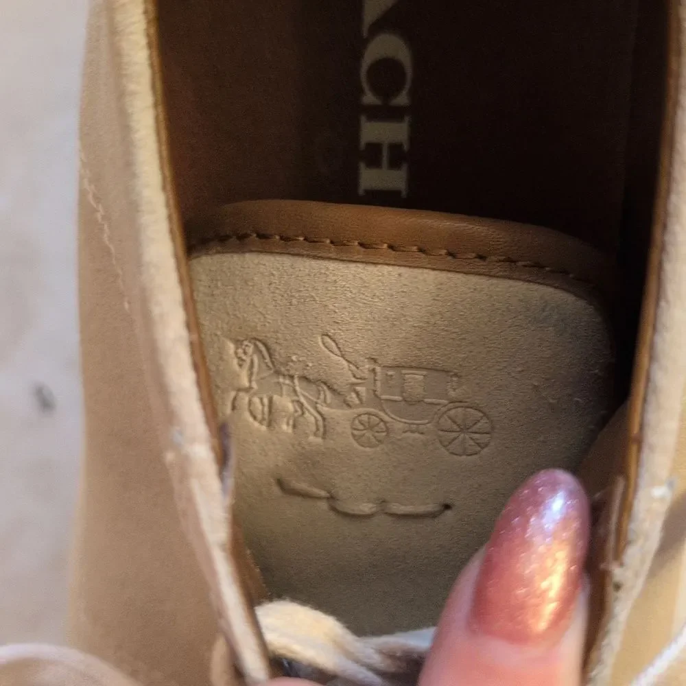 Coach Paddy Suede Leather Sneaker White And Tan Size 8